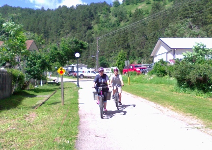 Marna and Blake Sailing Down Hill into Deadwood Mickelson Trail  2014-07-08